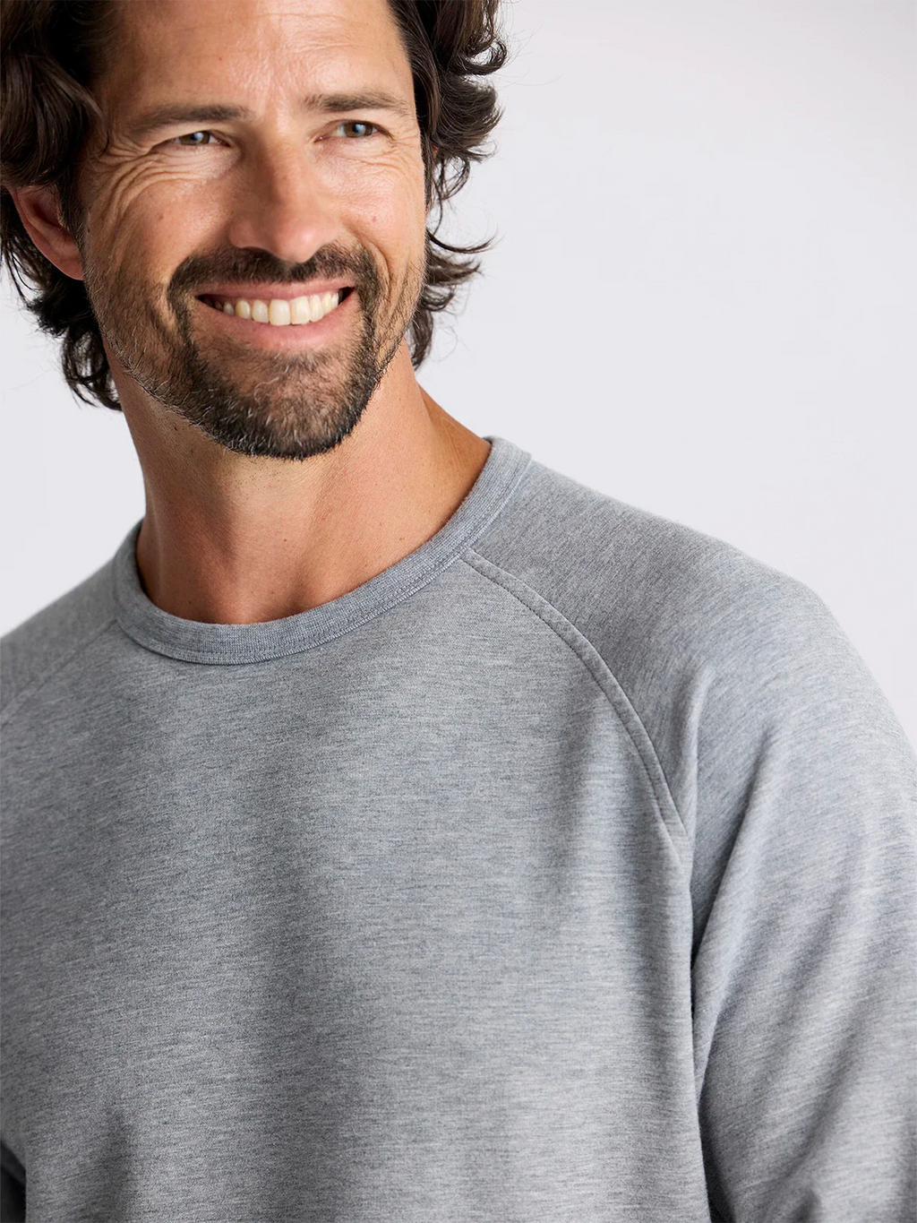 Men's Bamboo Lightweight Fleece Crew - Heather Grey